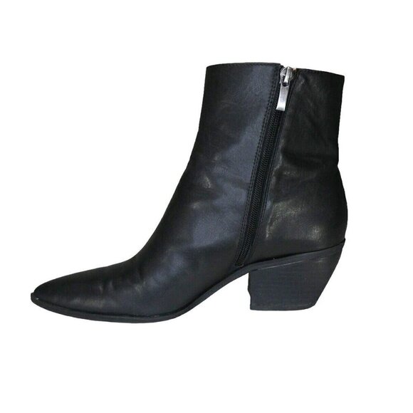 Franco Sarto Smalls Ankle Boots Size 10 Mid Western Black Faux Leather Booties - Picture 3 of 12